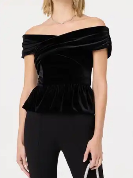 Astr Off-The-Shoulder Black Velvet Top